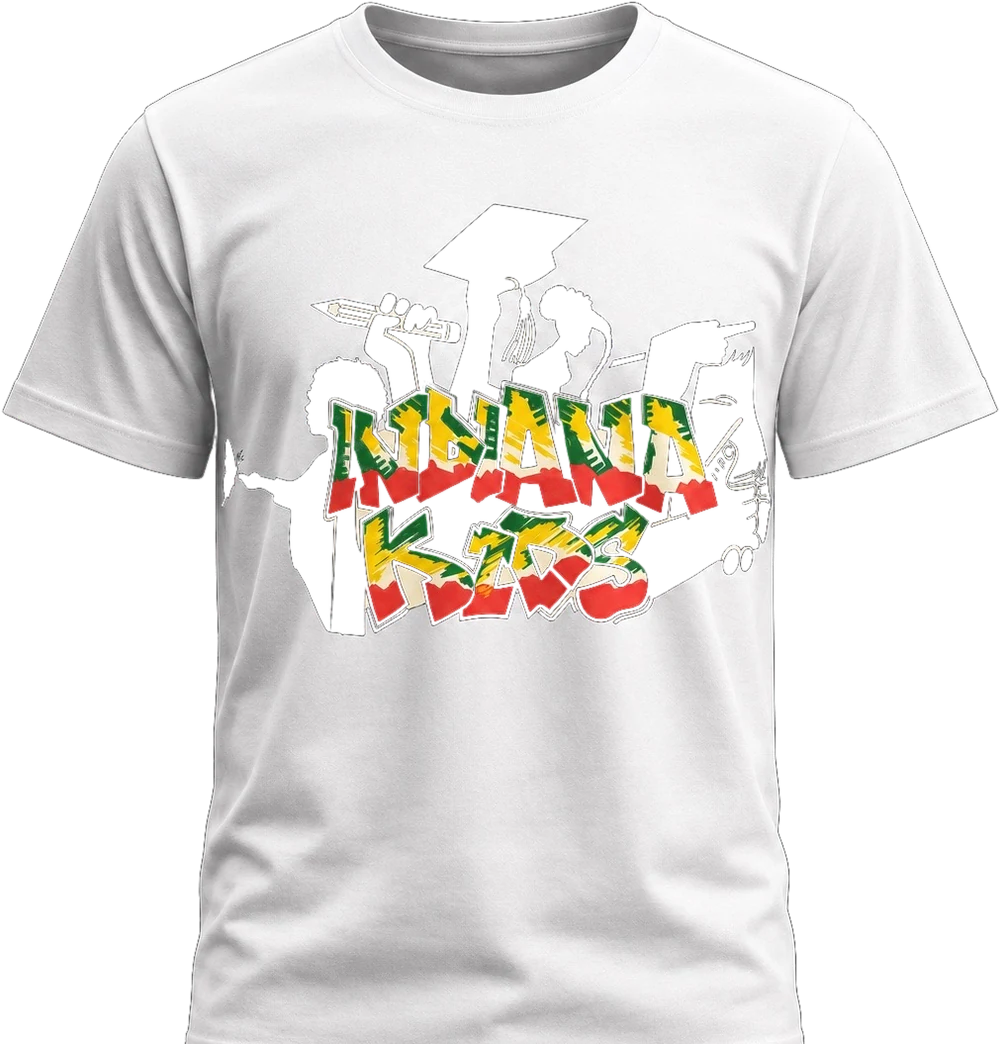 Indiana Kids white tee with red, yellow and green graffiti print
